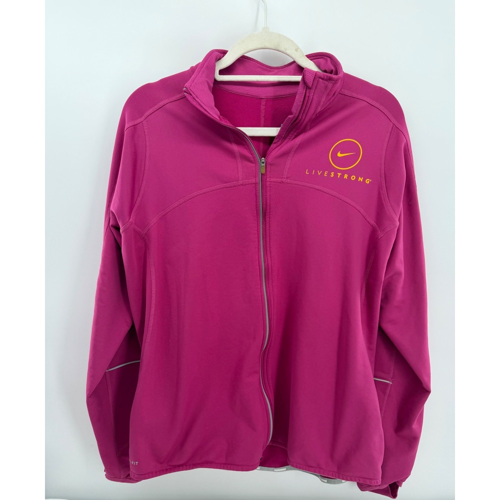 Nike Livestrong Jacket Womens XL Pink Dri-Fit Full Zip Running Athleisure